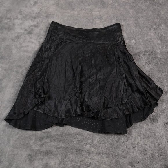 Free People Starstruck Mini Skirt Women's 2 Black  Wrap Summer Party Dancing New - Picture 2 of 12
